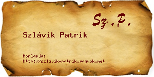 Szlávik Patrik névjegykártya